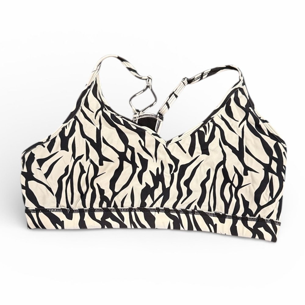 Zebra Print Women's Bralette Zyia XL sports bra unpadded black white gym